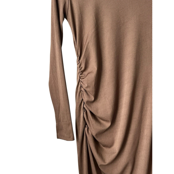 Cider Bodycon Dress Women's Size Medium Brown Ribbed Midi - Picture 4 of 11